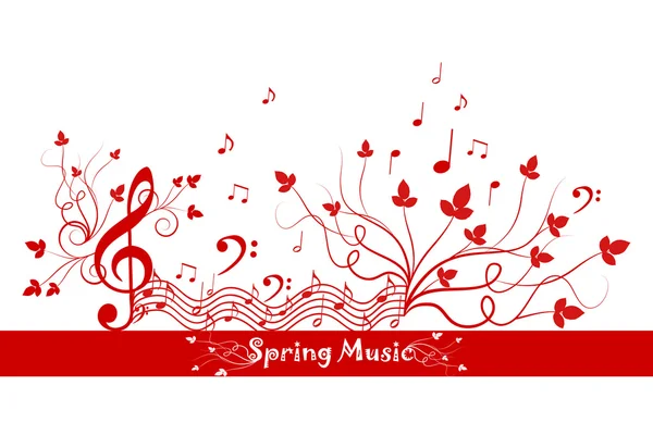Primavera Floral y Música — Vector de stock