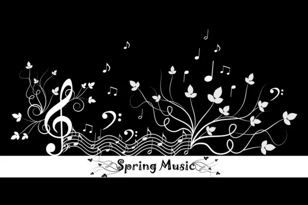 Primavera Floral y Música — Vector de stock