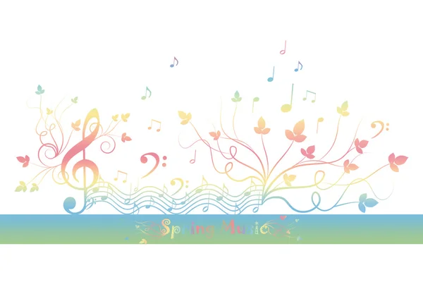 Spring Floral and Music — Stock Vector