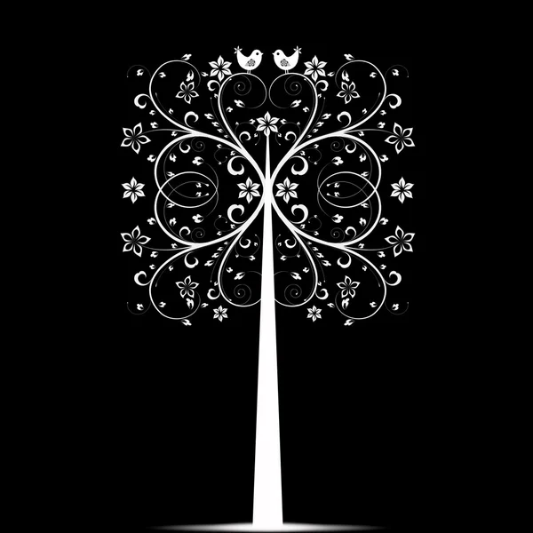 Art-trädet och fåglar — Stock vektor
