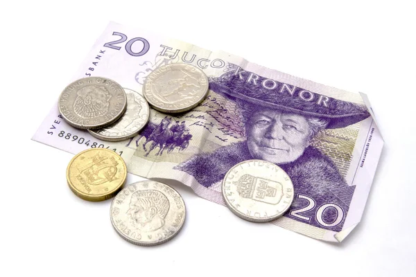Деньги и монеты Швеции — стоковое фото