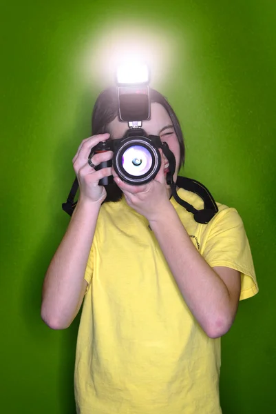 Dívka fotograf — Stock fotografie
