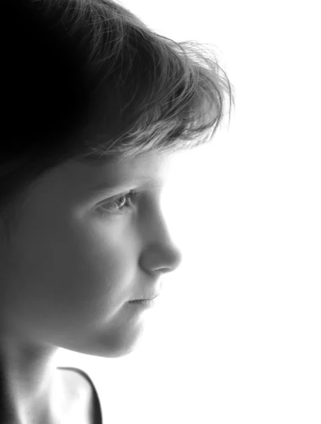 Kis lány portré, fehér — Stock Fotó