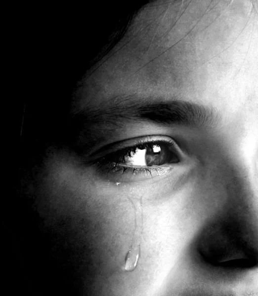 Girl Crying with Tear — Stock Photo, Image