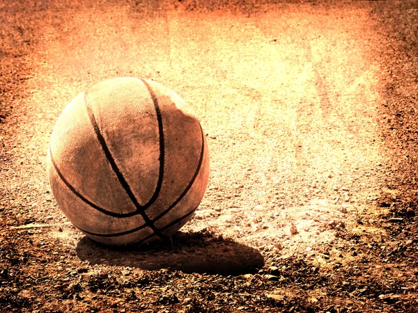 Vecchio pallacanestro in pelle — Foto Stock