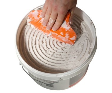 Bucket of tile adhesive clipart