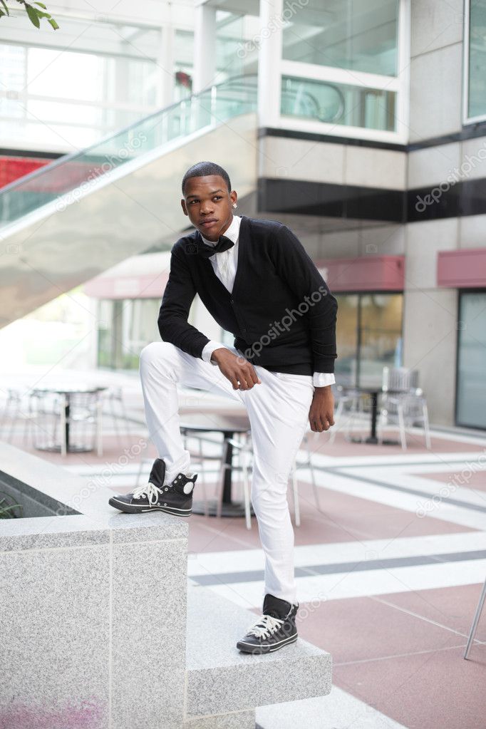 Stylish man in an outdoor office complex