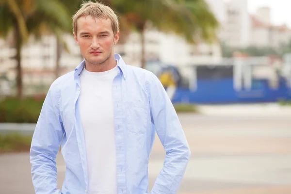 Russian male model in the park — Stock Photo, Image