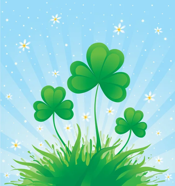 Patrick spring background with shamrock — Stock Vector