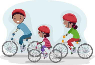 Family Biking Together clipart