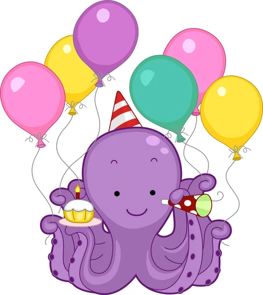 De partij van de verjaardag van de octopus — Stockfoto