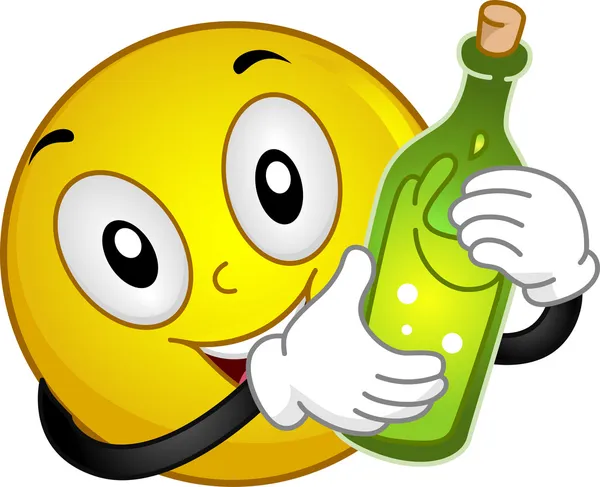 Smiley Holding a Wine Bottle — Stock Photo, Image