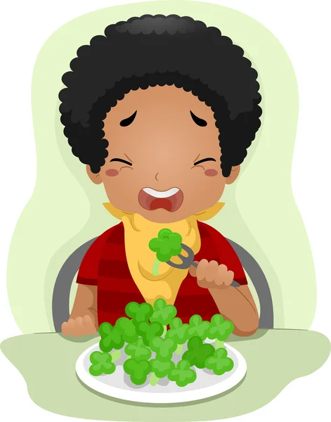 Miúdo que odeia vegetais — Fotografia de Stock