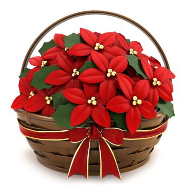 Poinsettia Basket clipart