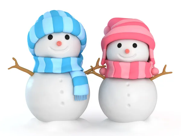 Casal bonecos de neve — Fotografia de Stock