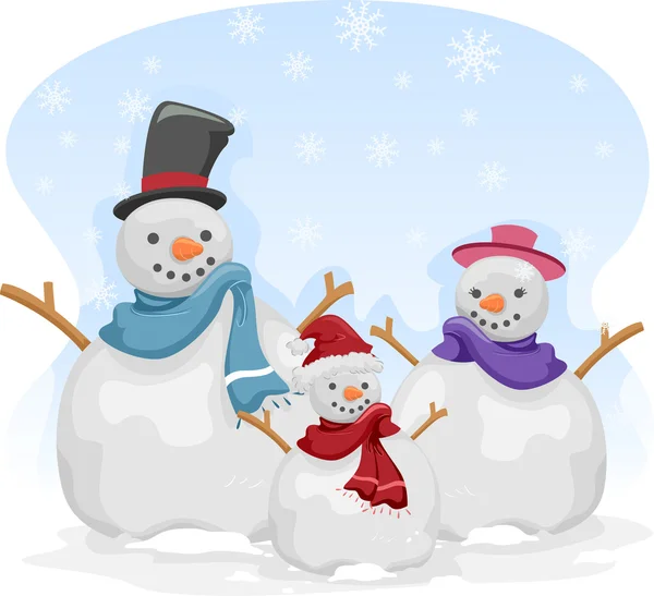 Sneeuwpop familie — Stockfoto
