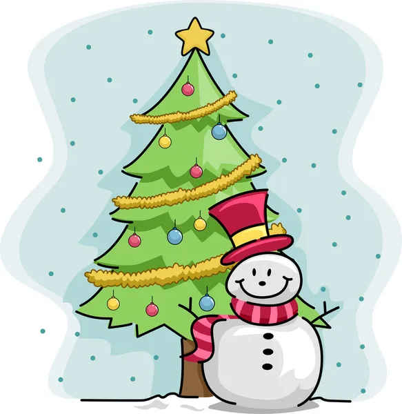 Kardan adam Noel ağacı — Stok fotoğraf