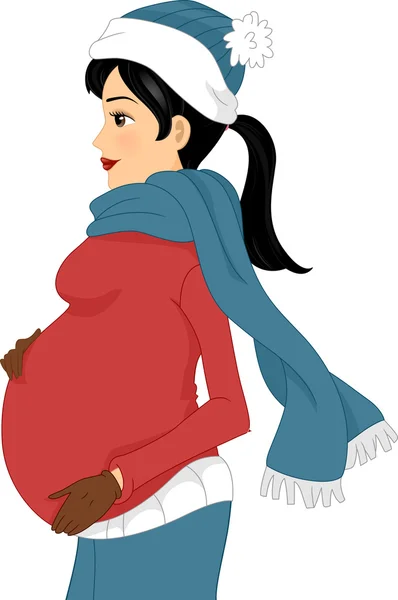 Terhes lány téli — Stock Fotó