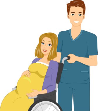 Pregnant Woman in a Wheelchair clipart