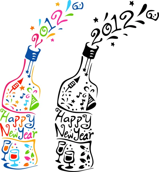 Nieuwjaar fles — Stockfoto