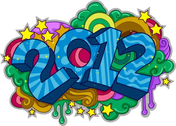 Yeni yıl doodle — Stok fotoğraf