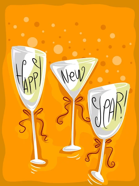 Ano Novo Wineglass — Fotografia de Stock