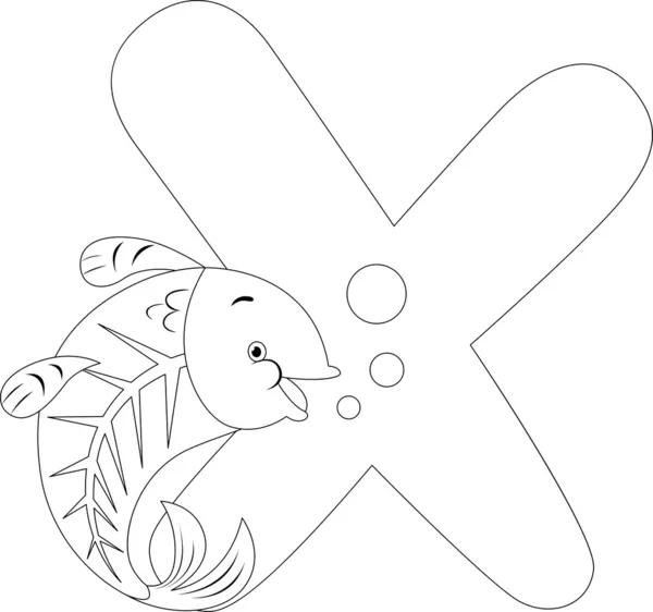Coloring Page X-ray Fish — Stock Photo, Image