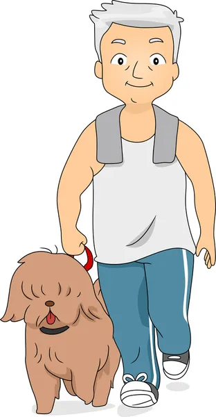 Man lopen zijn hond — Stockfoto