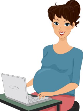 Pregnant Woman Using a Laptop clipart