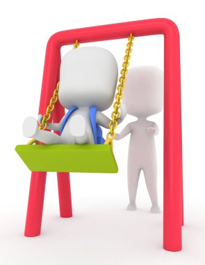 Kid Being Pushed on a Swing clipart