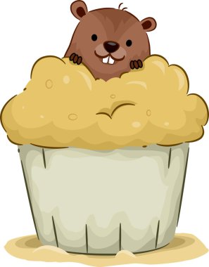 Groundhog Cupcake clipart