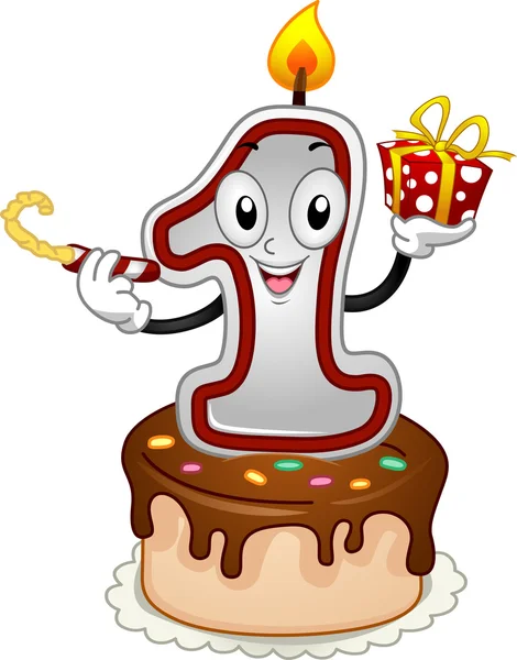 Birthday Candle Mascot — Stock Photo, Image