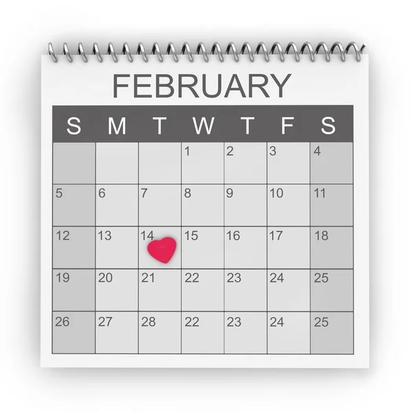バレンタインの日のカレンダー — ストック写真