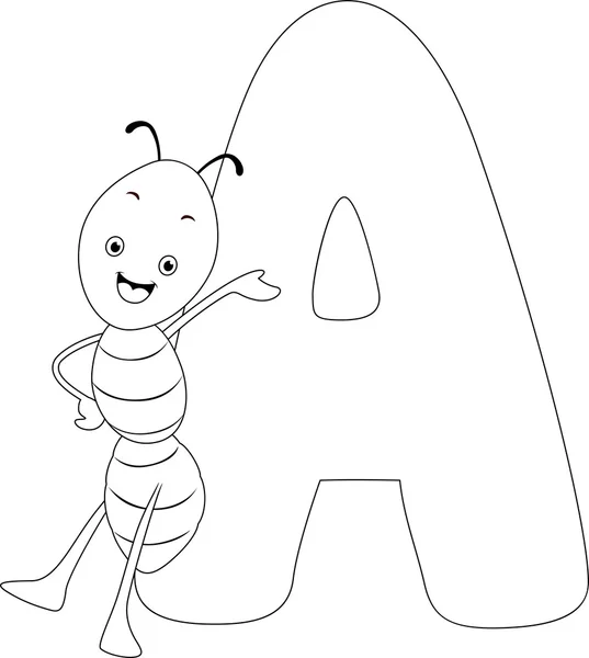 Coloring Page Ant — Stock Photo, Image