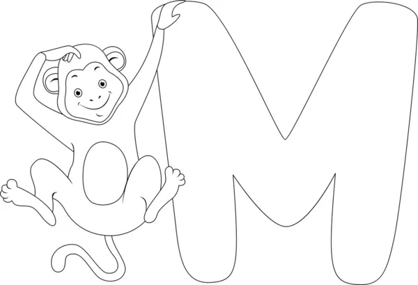 Coloring Page Monkey — Stock Photo, Image