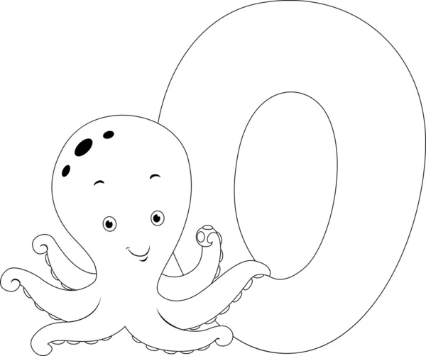 Coloring Page Octopus — Stock Photo, Image