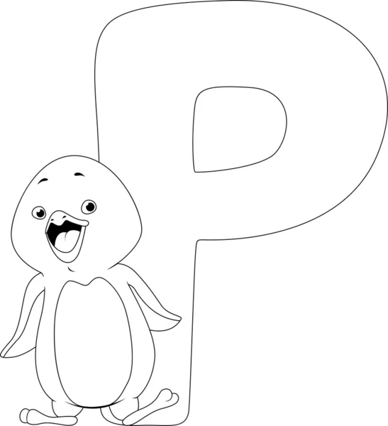 Coloring Page Penguin — Stock Photo, Image