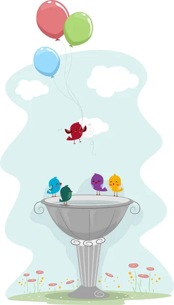 Vogel trägt Luftballons — Stockfoto