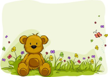 Toy Bear Foliage Background clipart