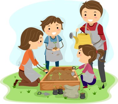 Family Planting clipart