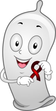 Condom Wearing a Red Ribbon clipart