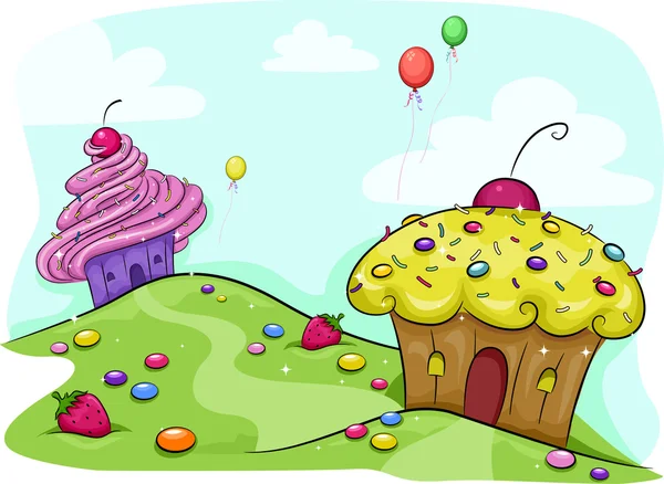 Cupcake Land Illustration — Stock Photo, Image