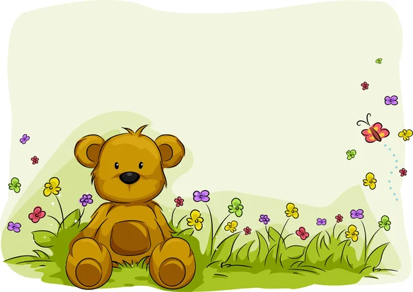 Hračka medvěd listoví pozadí — Stock fotografie