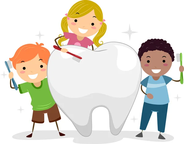 Kids Brushing a Tooth — Stock Photo © lenmdp #9548751