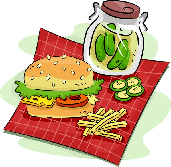 Hamburger i ogórka kiszonego — Zdjęcie stockowe