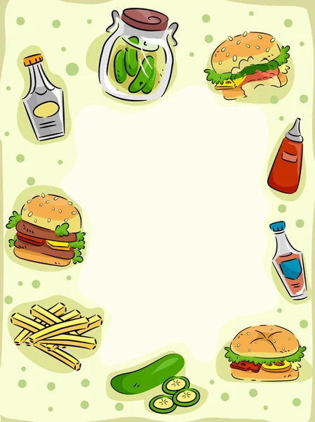 Hambúrguer e Pickle Frame — Fotografia de Stock