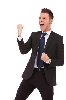 Young business man enjoying success clipart