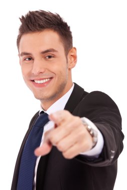 Young business man pointing clipart