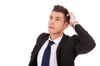 Young thoughtful businessman clipart