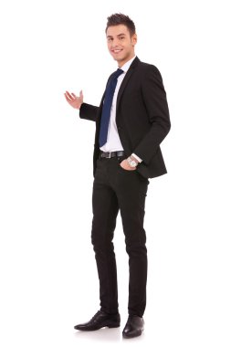 Business man giving presentation clipart